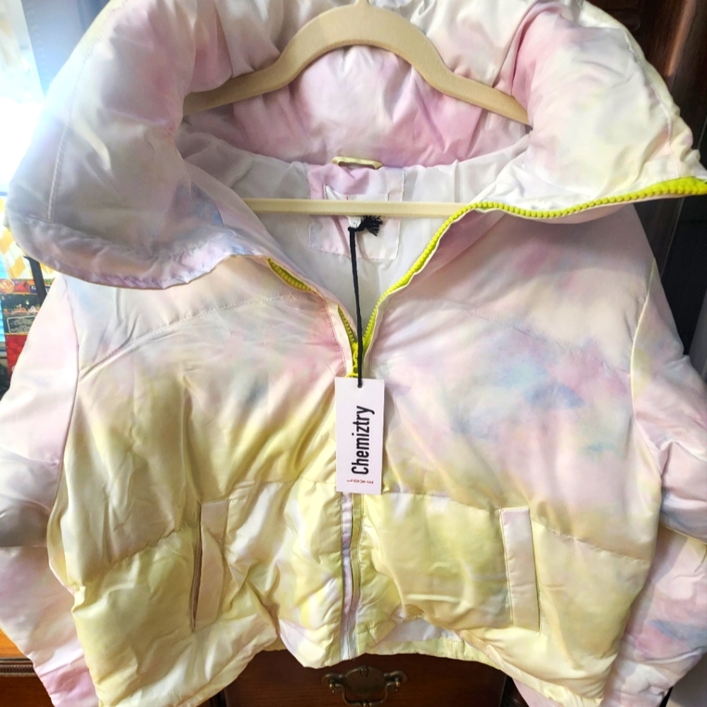 Tie dye puffer jacket